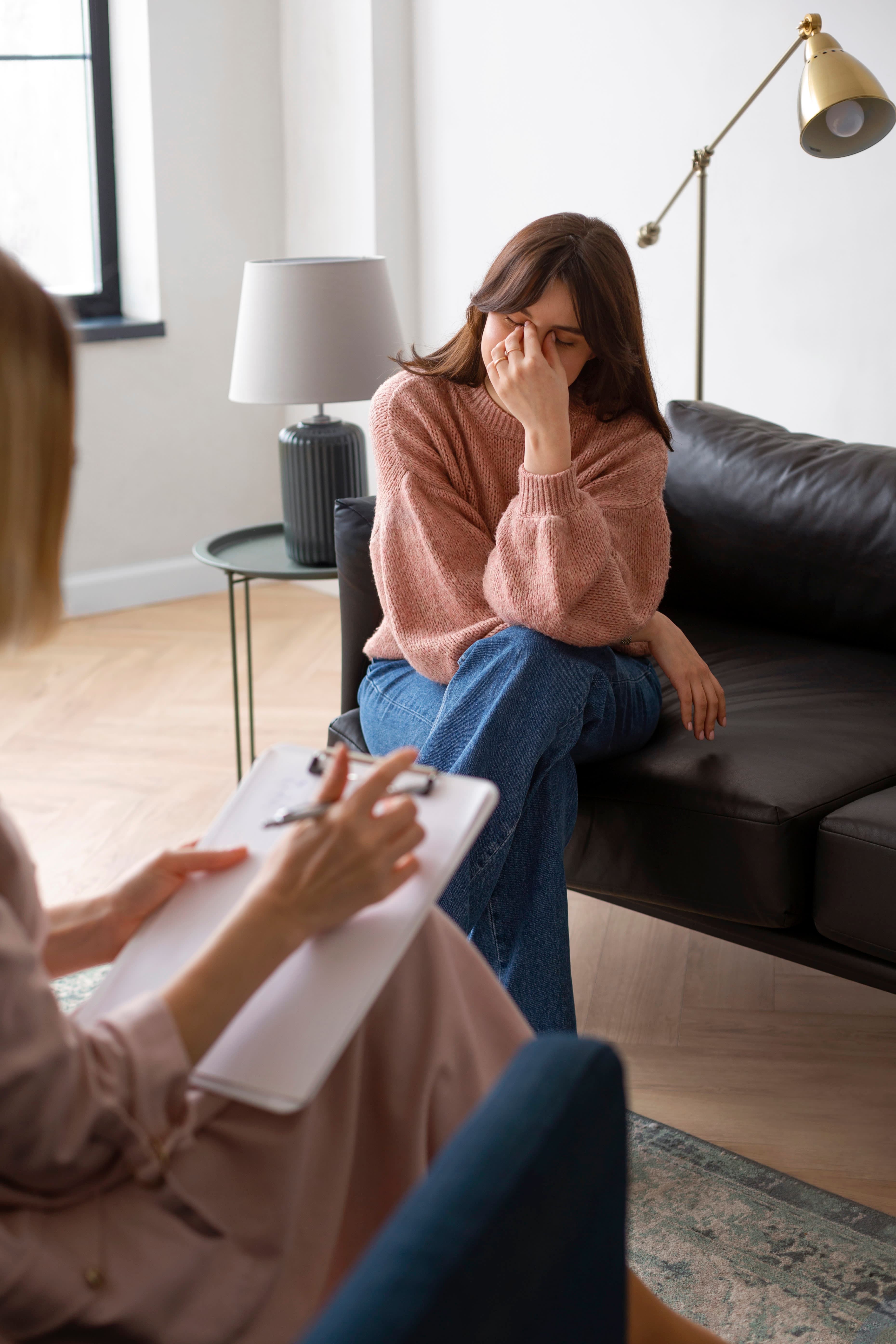 Person in a therapy session