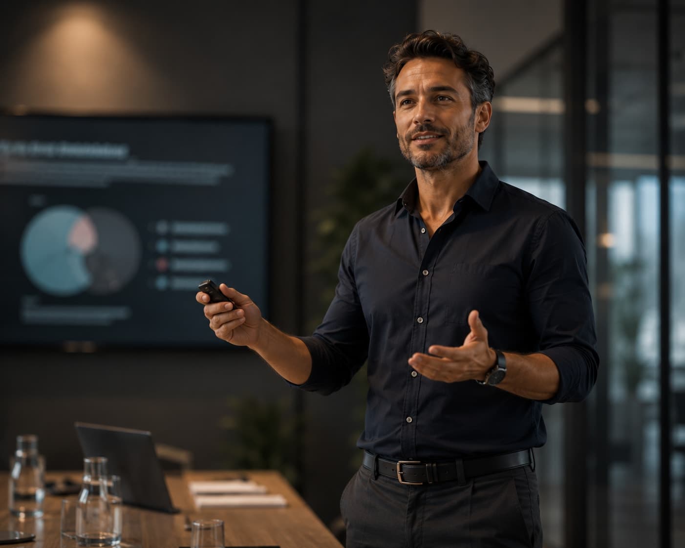 Professional in a focused leadership conversation